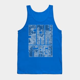 Santiago, Chile City Map Typography - Blueprint Tank Top